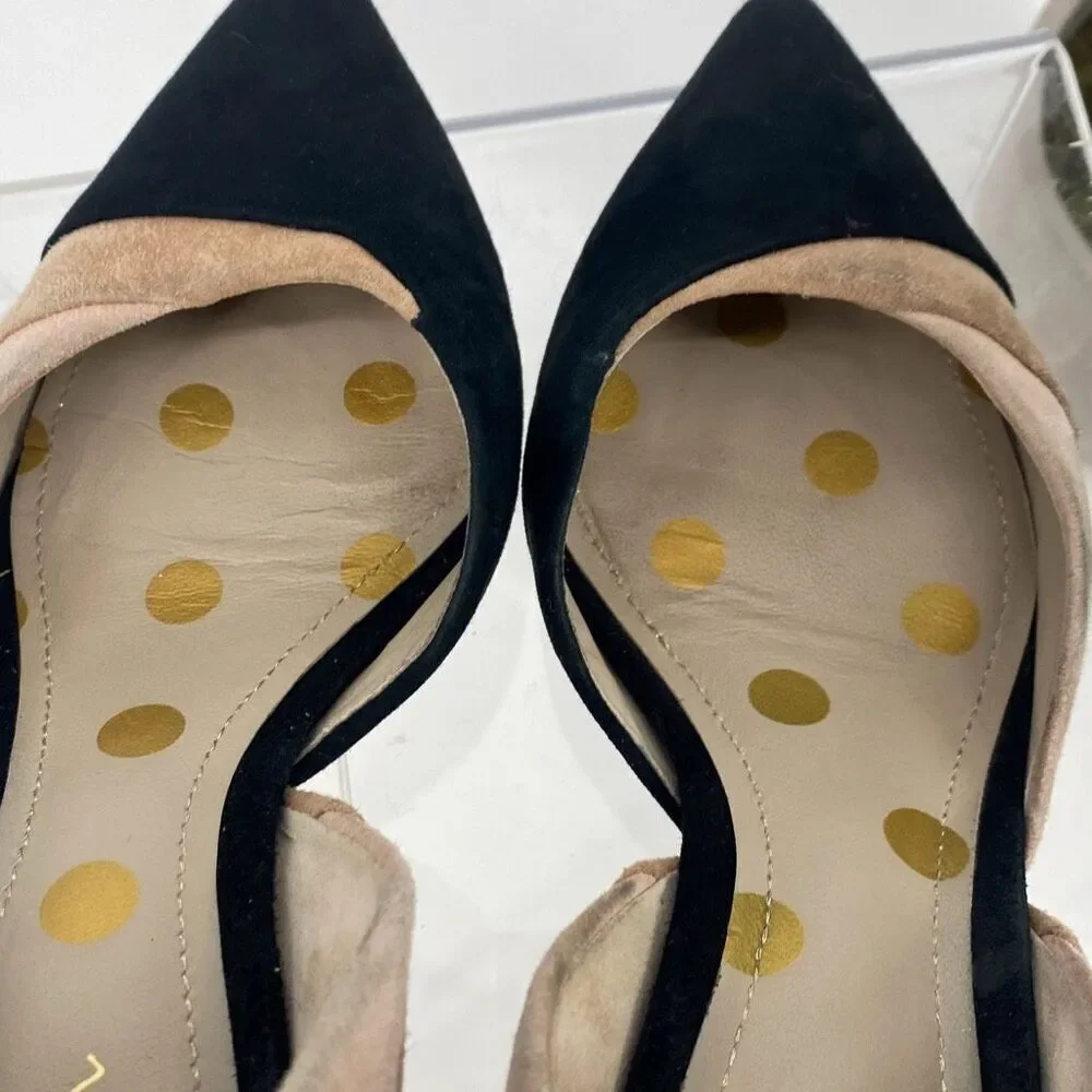 Boden Women's Henrietta Pointed Toe Suede Heels 3 Tone Black Beige Blush Size 38